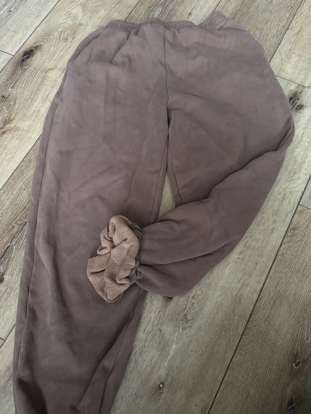 High-Rise Brown Jogger Pants with Elastic Waist